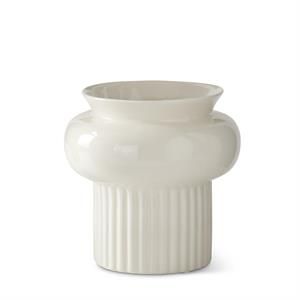 CREAM CERAMIC FLUTED BOWL TOP VASE - SMALL