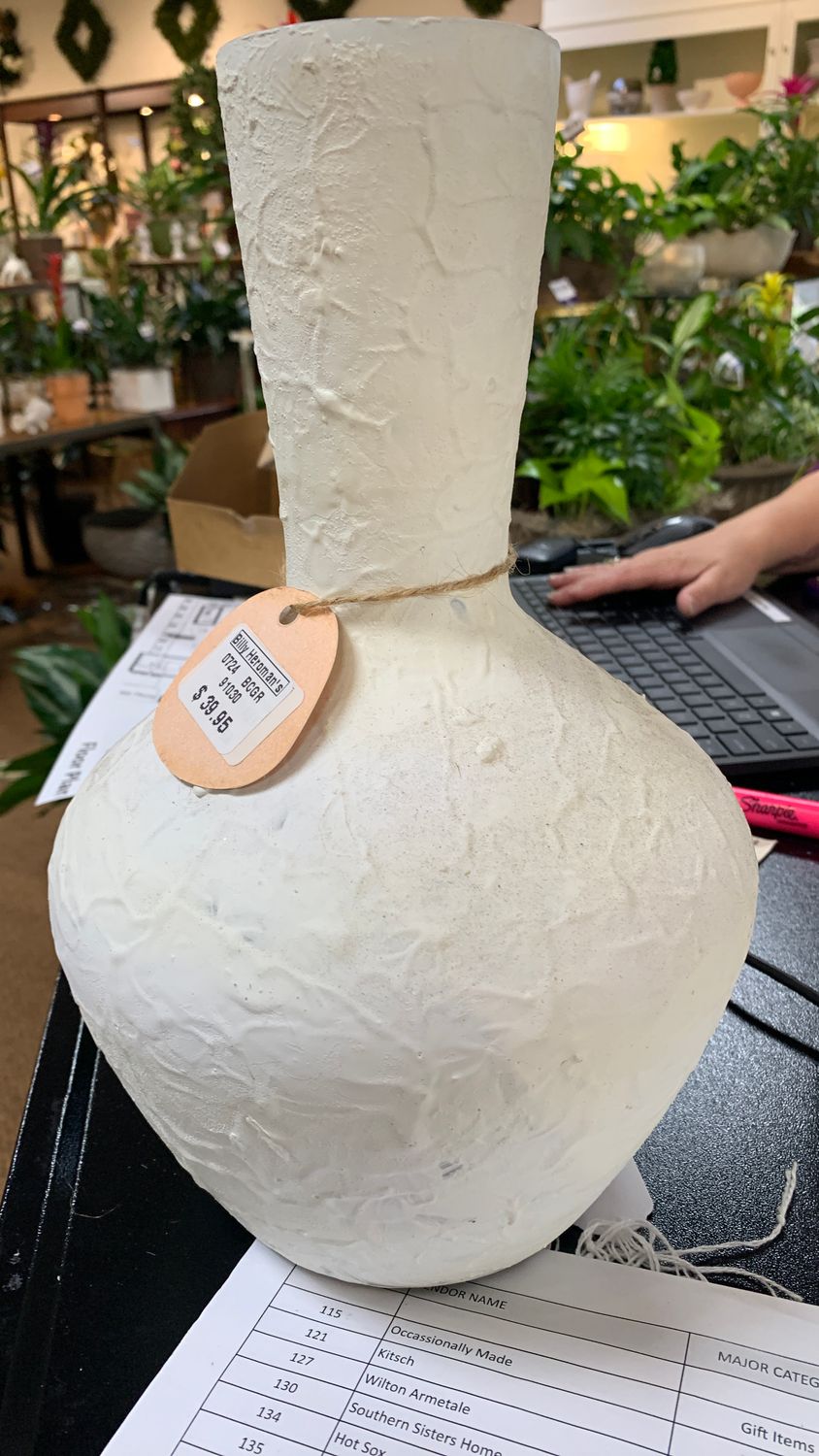 White medium glass vase 