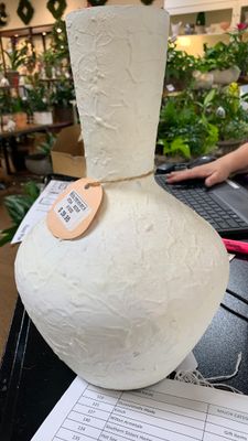White medium glass vase 