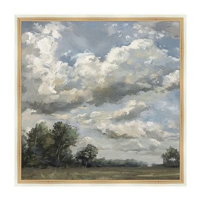 Large Square Countryside Canvas Art with Soft Multicolored Details