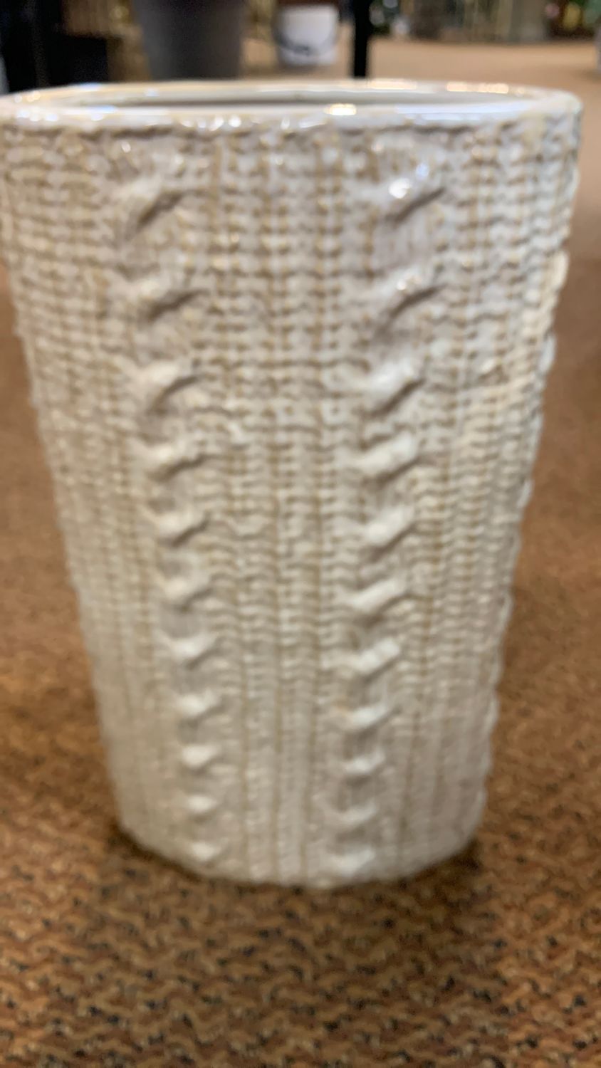 Antique white Slender oval vase