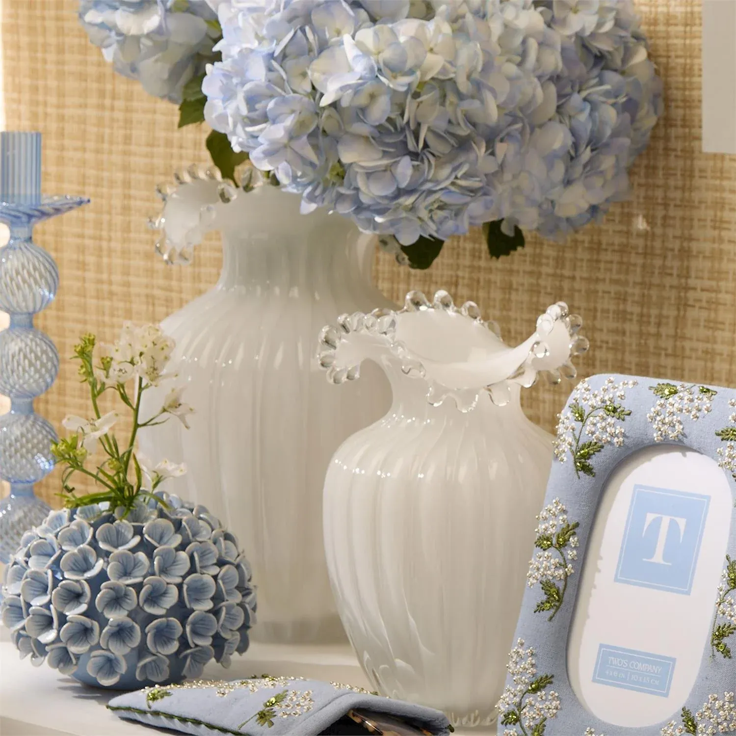 Pearl White Glass Vase - LARGE