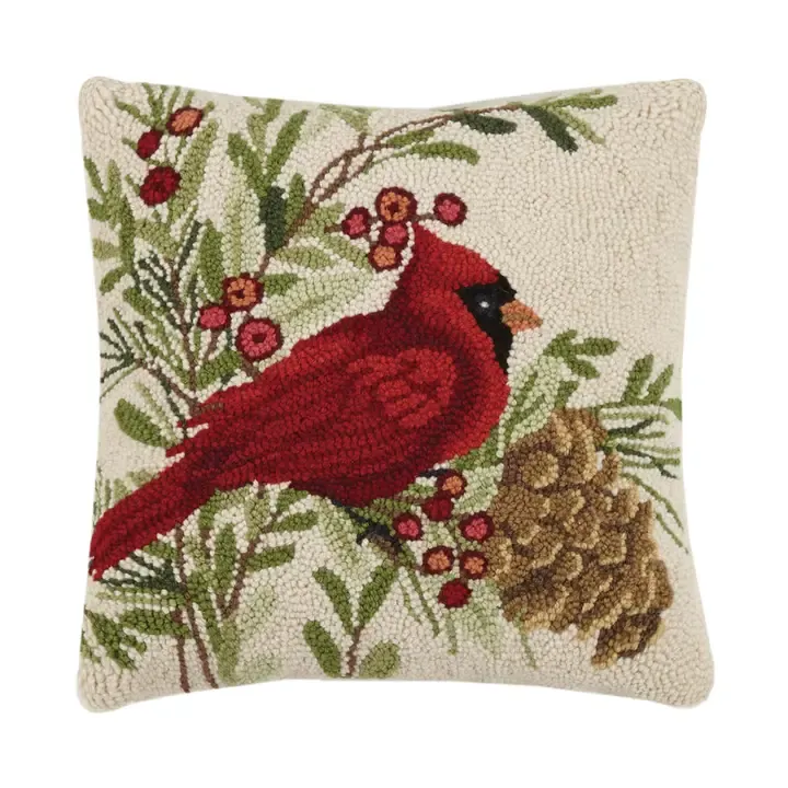 WINTER CARDINAL HOOK PILLOW