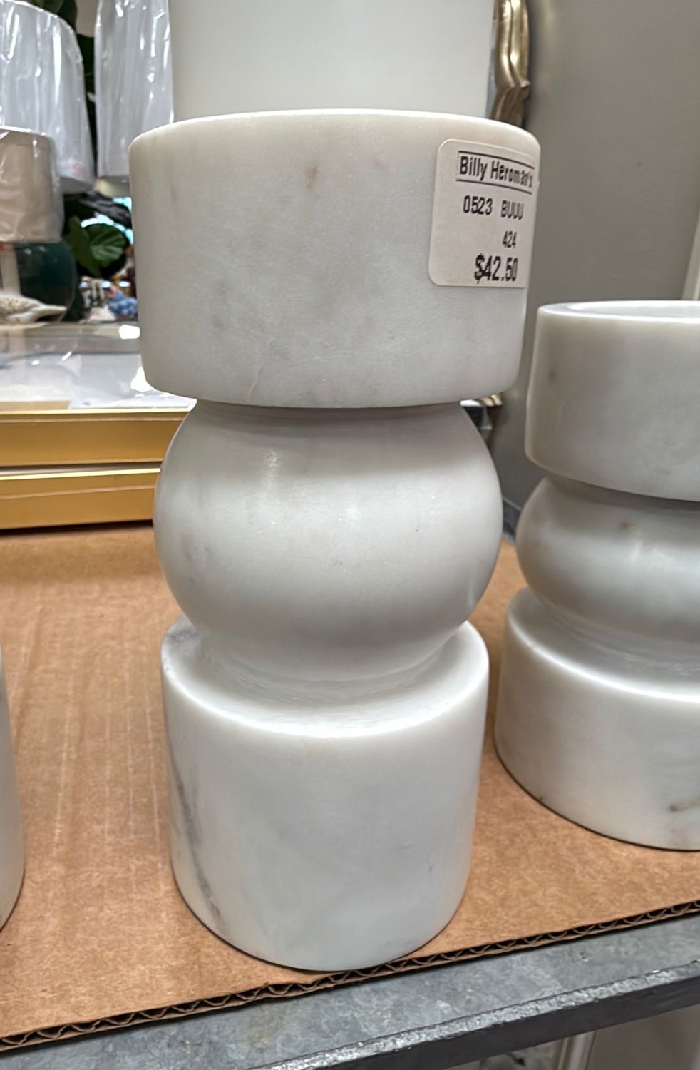 MARBLE CANDLE HOLDER - TALL