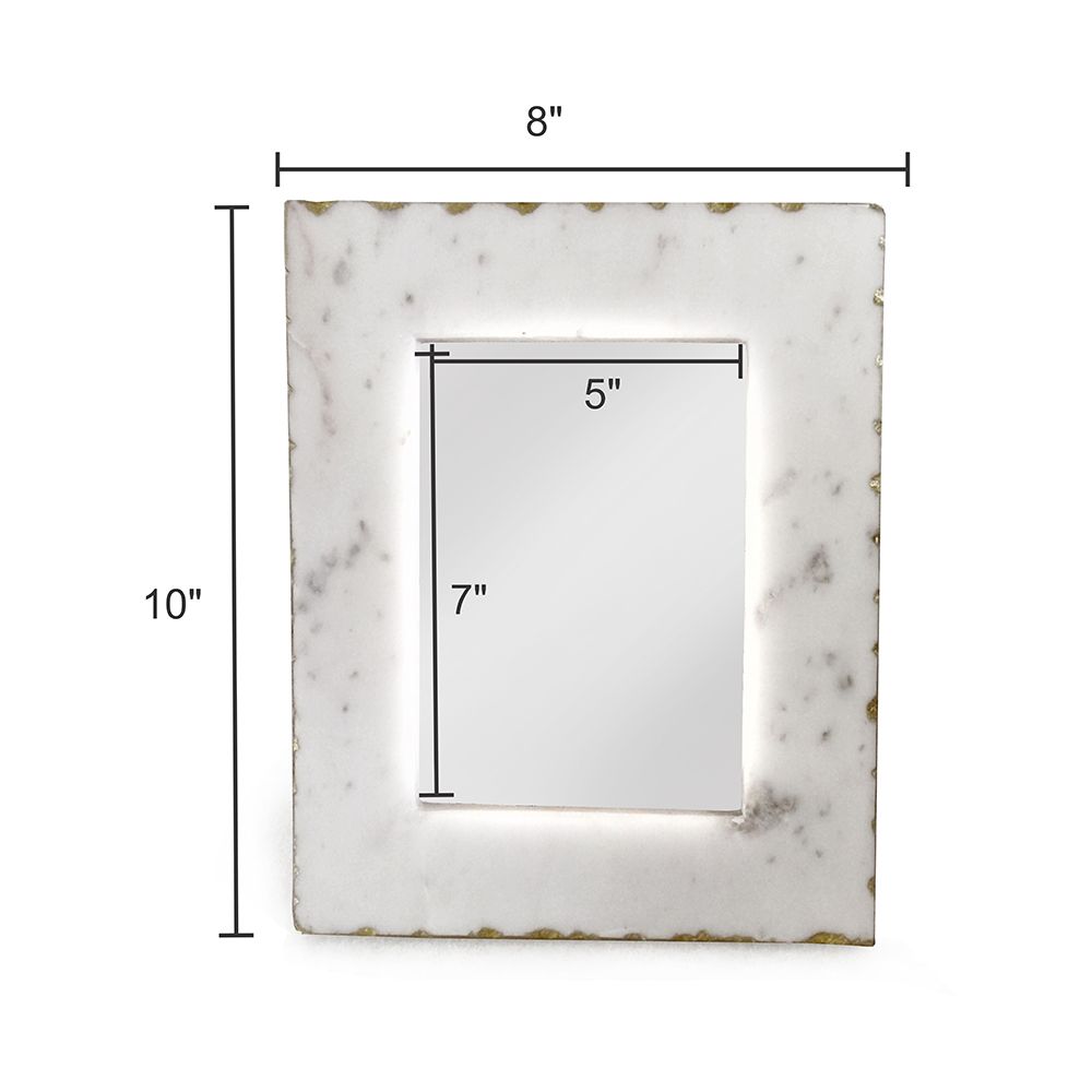 White Marble Photo Frame with Gold Trim - 82969-DS-SA
