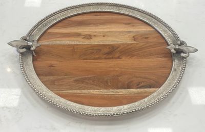 FLEUR DE LIS ROUND SERVING BOARD