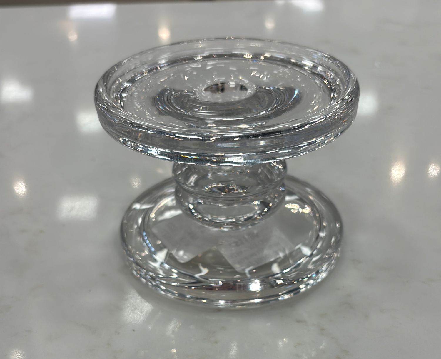 CLEAR GLASS CANDLE HOLDER - SHORT