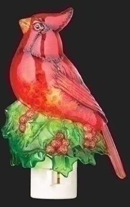 6.25"H CARDINAL ON HOLLY NIGHT LIGHT