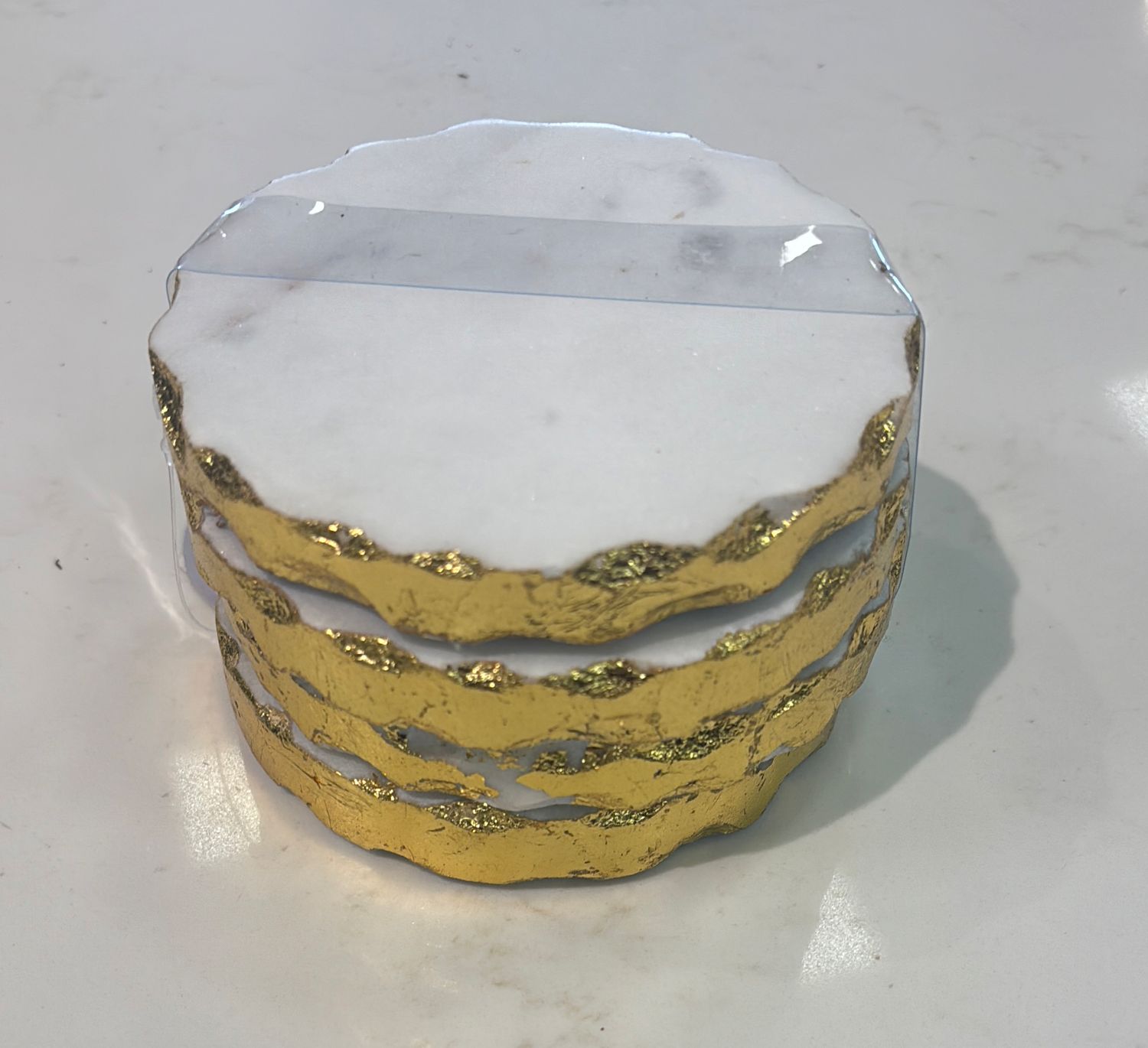 White Marble Coasters - Set of 4