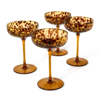 Tortoise Coupe Glasses - SET OF 4