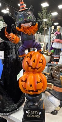 21" RESIN CAT AND PUMPKIN STACK