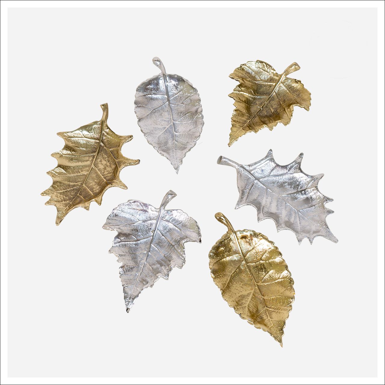 Jasper Leaf Trays -Ea Silver, gold