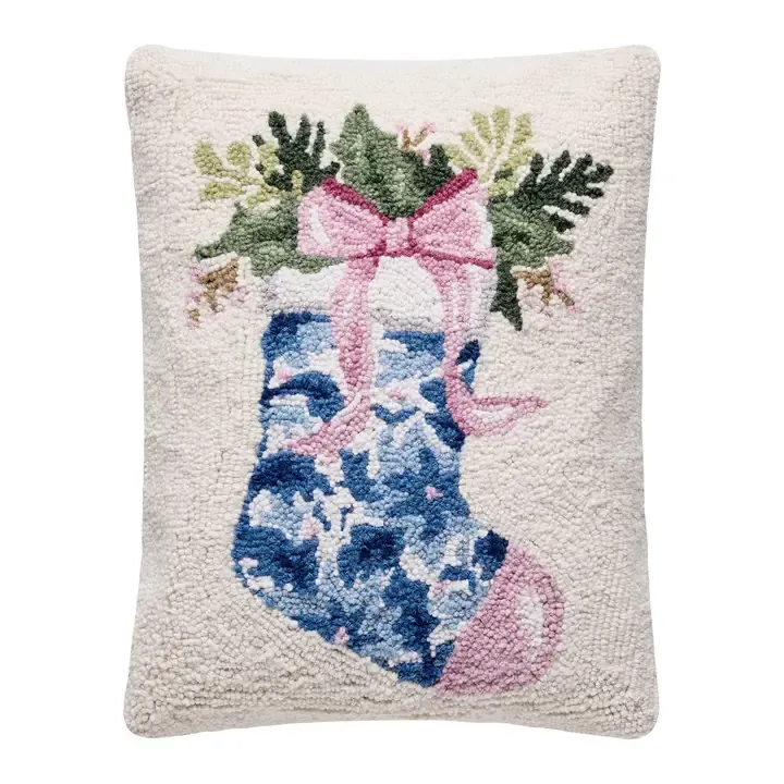 Stocking W/Bow Hook Pillow