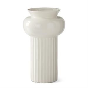 CREAM CERAMIC FLUTED BOWL TOP VASE - LARGE