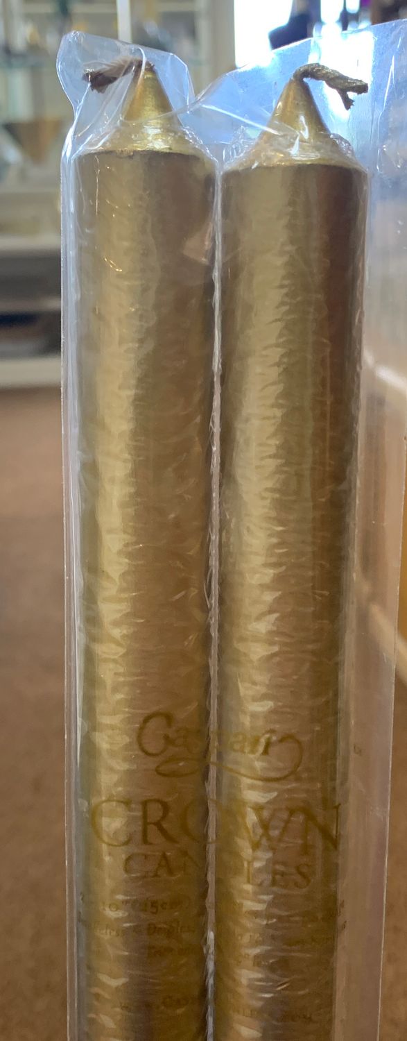 2 pack gold taper candles