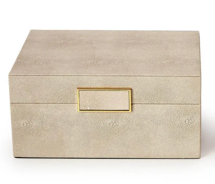 CREAM SHAGREEN DECORATIVE BOX - SMALL