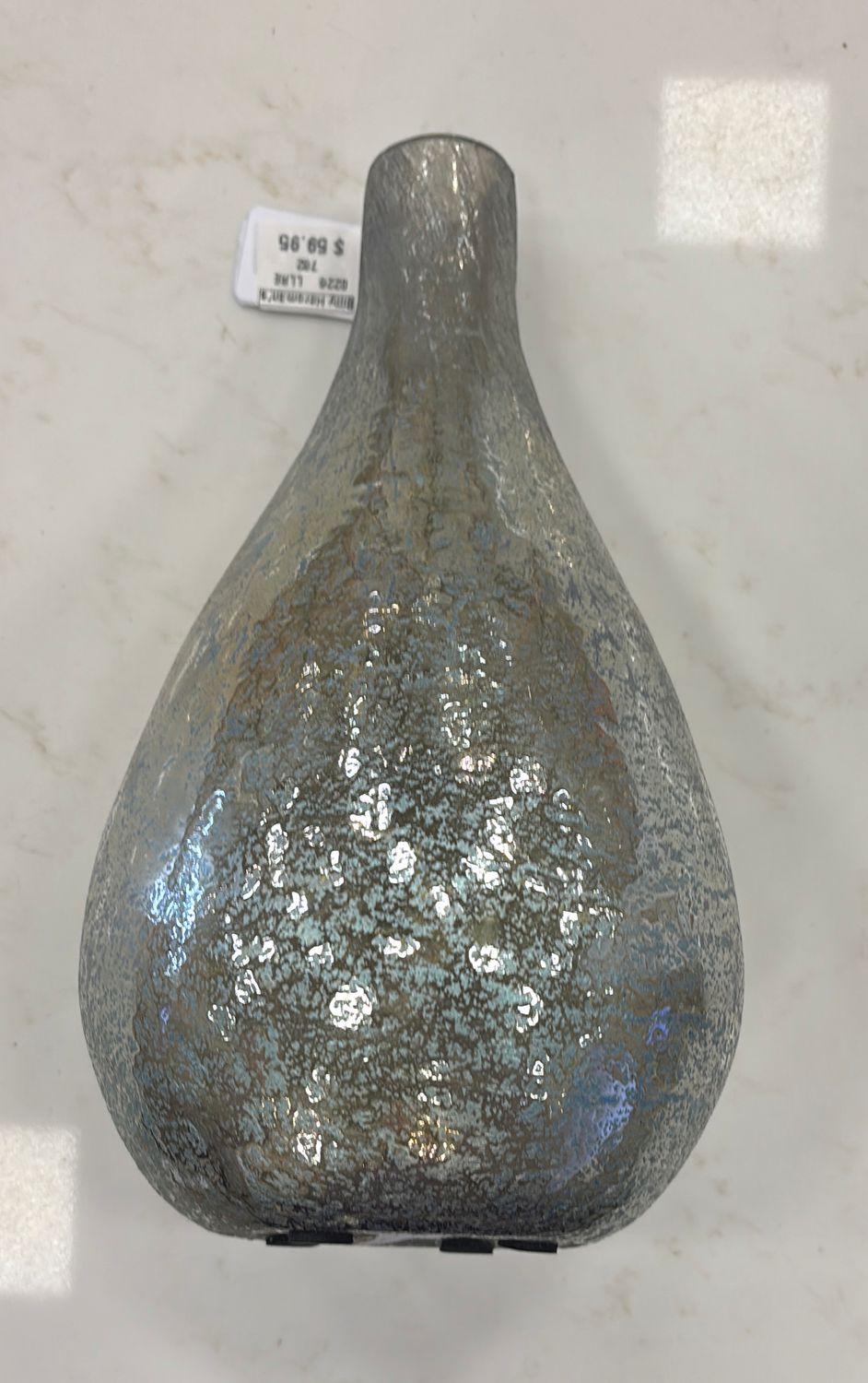 TEAL MERCURY GLASS TEARDROP VASE