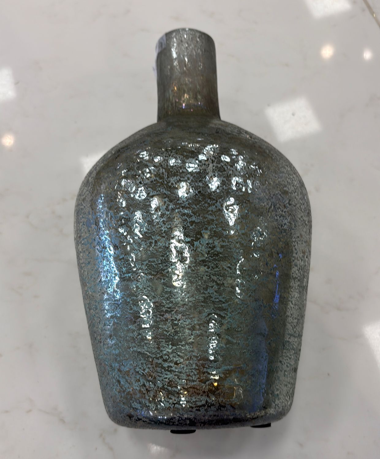 TEAL MERCURY GLASS BOTTLE VASE