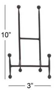 10"X3" BLACK METAL EASEL WITH BALL DETAILS