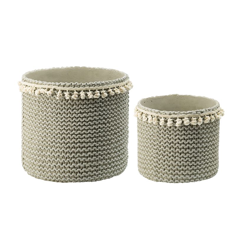 Sage Green Planters with Tassel - SET OF 2
