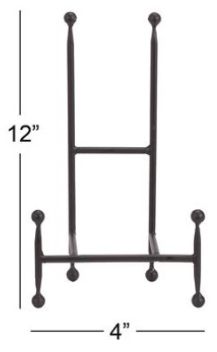 12"X4" BLACK METAL EASEL WITH BALL DETAILS