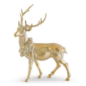 8.5" ANTIQUE GOLD RESIN DEER FACING LEFT