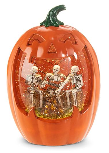 CAMPFIRE SKELETONS LIGHTED WATER PUMPKIN