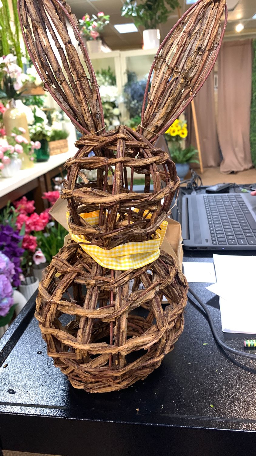 Woven wooden Bunny with yellow bow