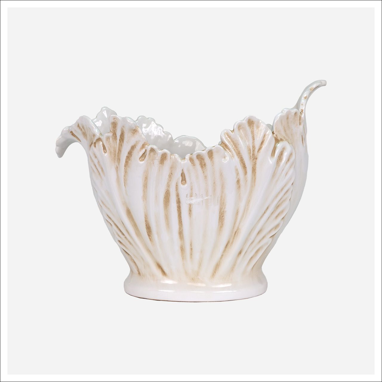 Open Leaf Planter White
