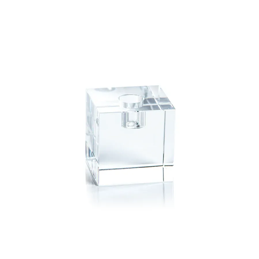 Square Crystal Glass Taper Holder 2.75"