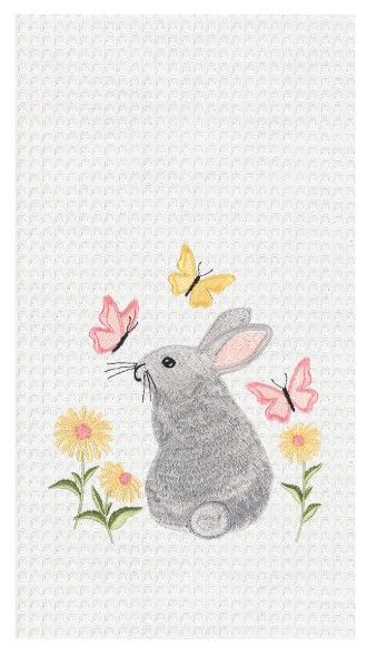 SPRING BUNNY &amp; BUTTERFLIES TOWEL