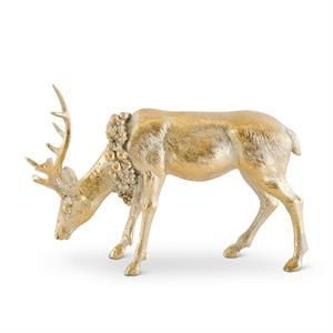 5" ANTIQUE GOLD RESIN DEER WITH HEAD DOWN