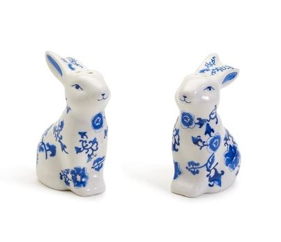 Blue &amp; White Bunny Salt &amp; Pepper Shaker Set