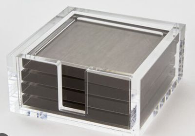SILVER ACRYLIC COASTERS S/4