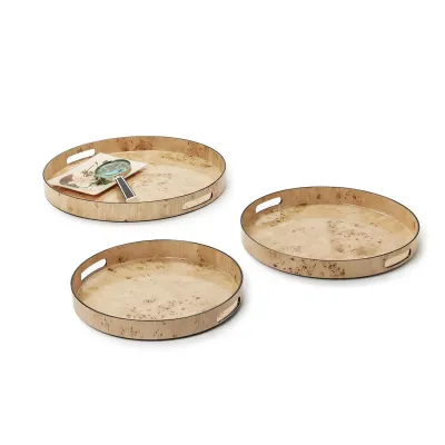 Burled Wood Pattern Tray - SET OF 3