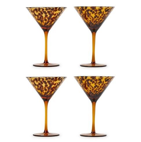 Tortoise Print Martini Glasses - SET OF 4