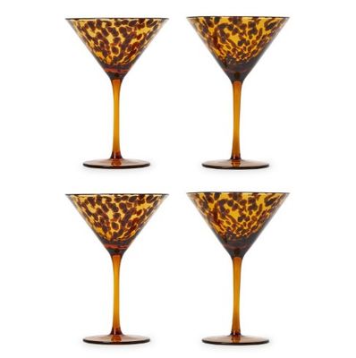 Tortoise Print Martini Glasses - SET OF 4