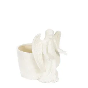 6" WHITE ANGEL CERAMIC CONTAINER