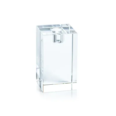 Square Crystal Glass Taper Holder 4.75"