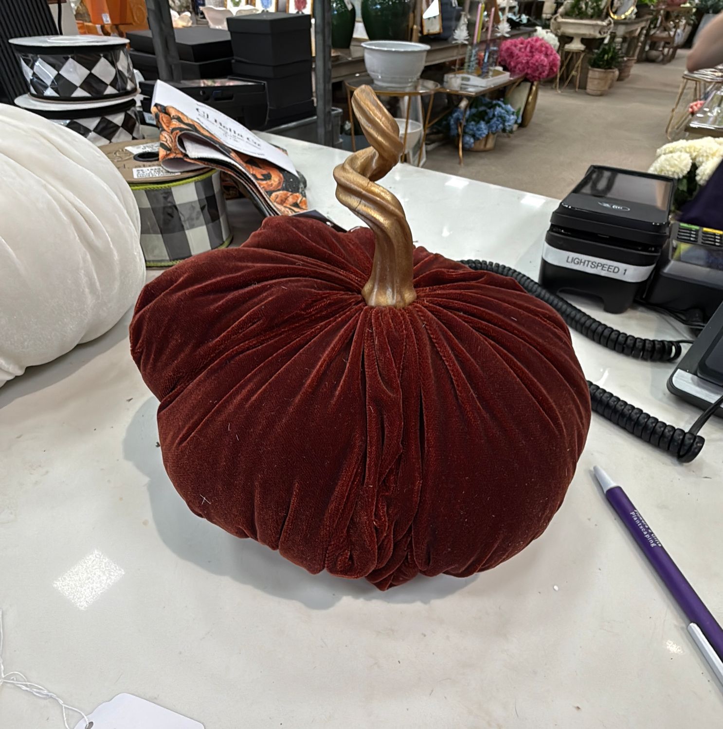 PLUSH VELVET PUMPKIN BURGUNDY - SMALL