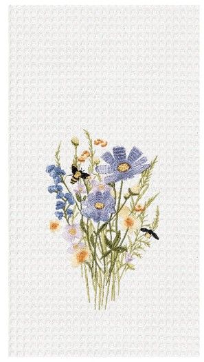 HONEY BEE AND BLUE FLORAL TOWEL