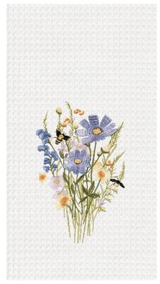 HONEY BEE AND BLUE FLORAL TOWEL