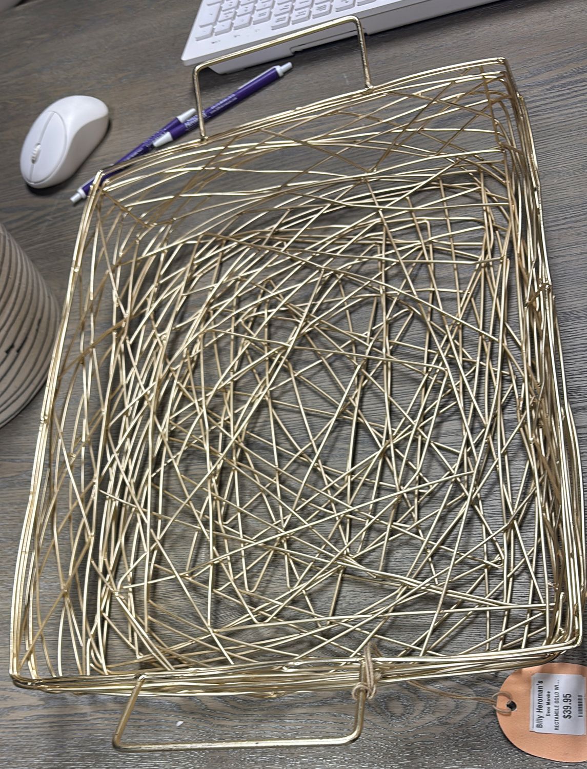 RECTANGLE GOLD WIRE TRAY