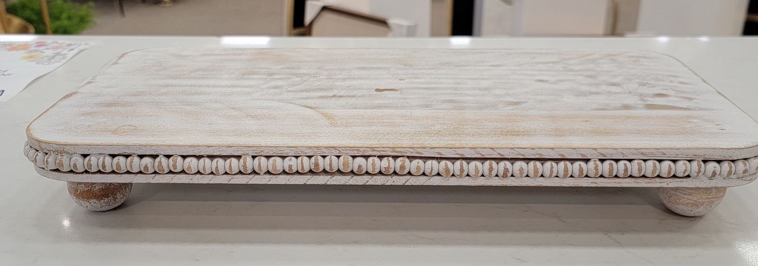 WHITEWASH BEADED SERVING BORAD