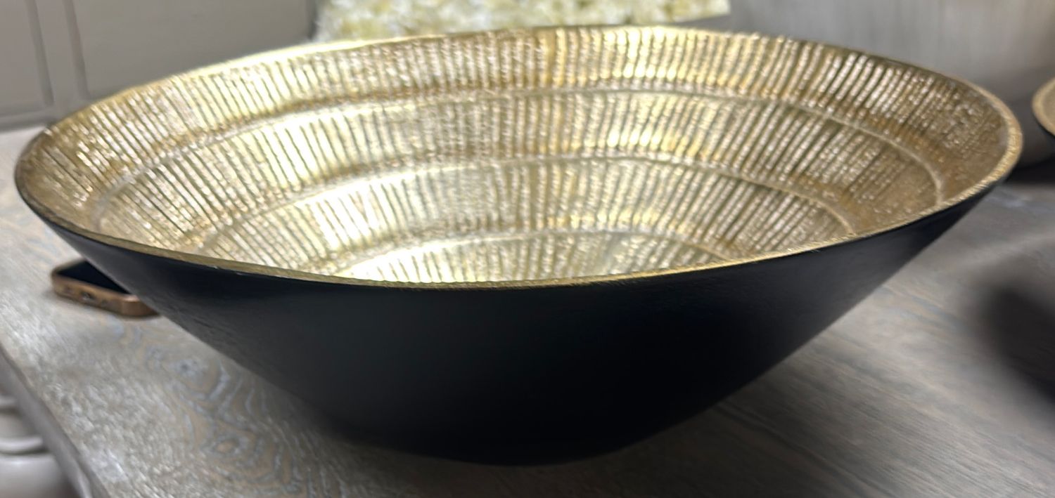 BLACK BOWL WITH GOLD INTERIOR - LARGE