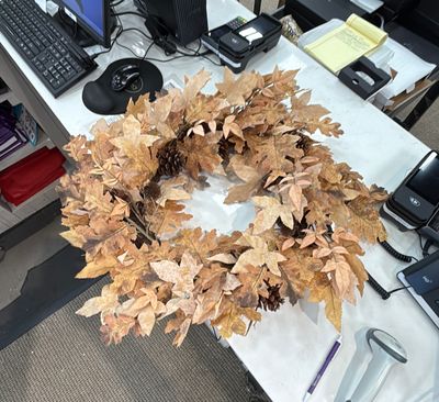 24" AUTUMN MAPLE LEAF WREATH WITH CONE