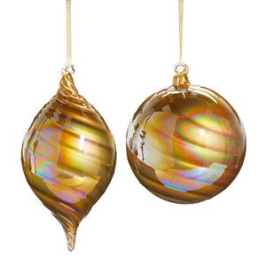 6" Gold Iridescent Swirl Ornament
