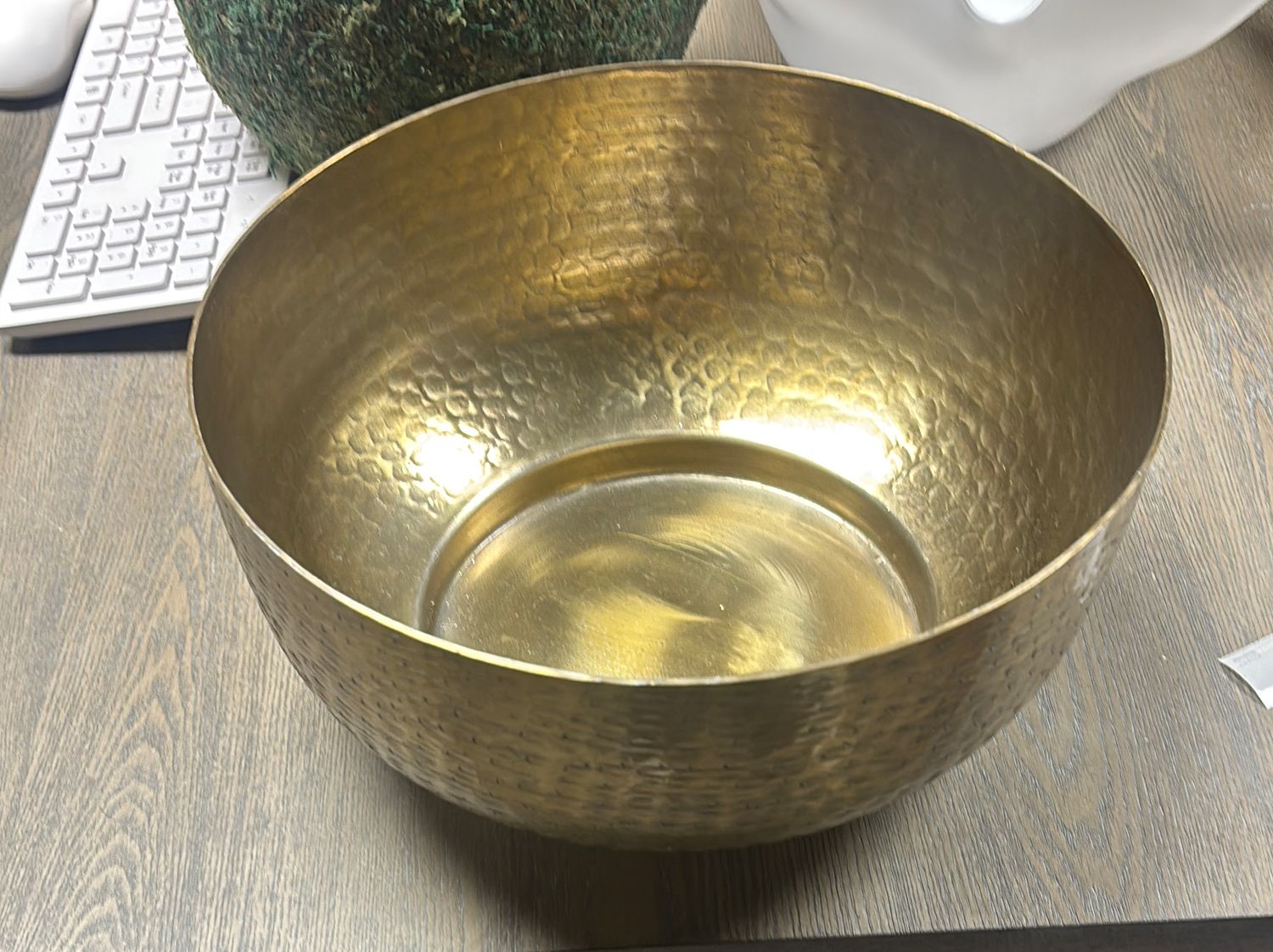 GOLD METAL DENTED BOWL