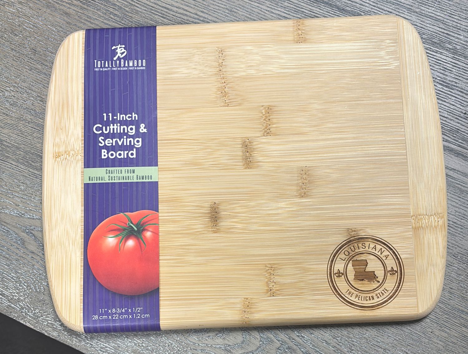 LA STATE STAMP 11" BAMBOO CUTTING BOARD