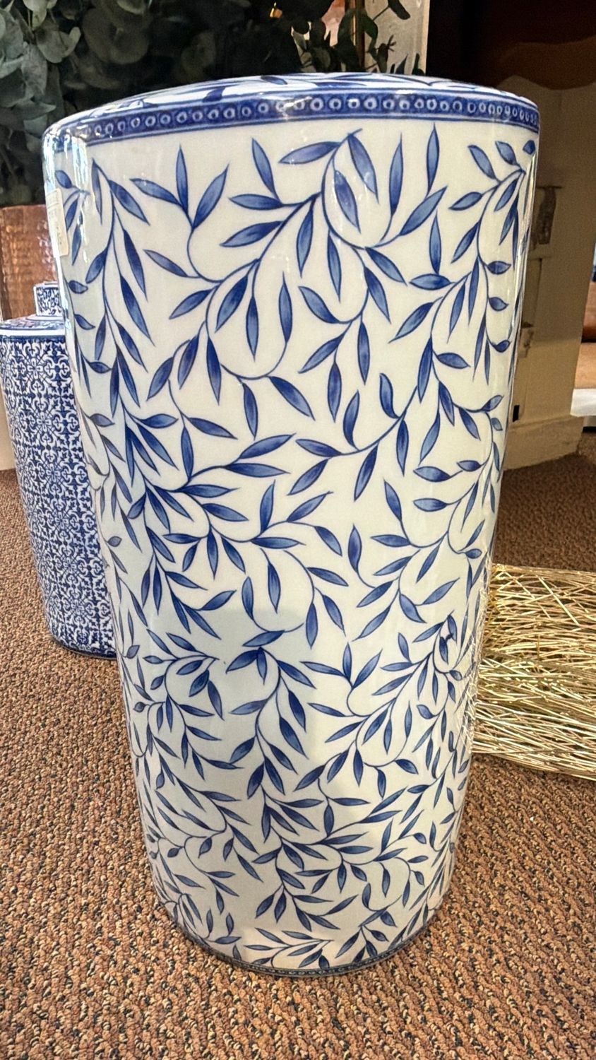 PORCELAIN BAMBOO BLUE AND WHITE UMBRELLA STAND